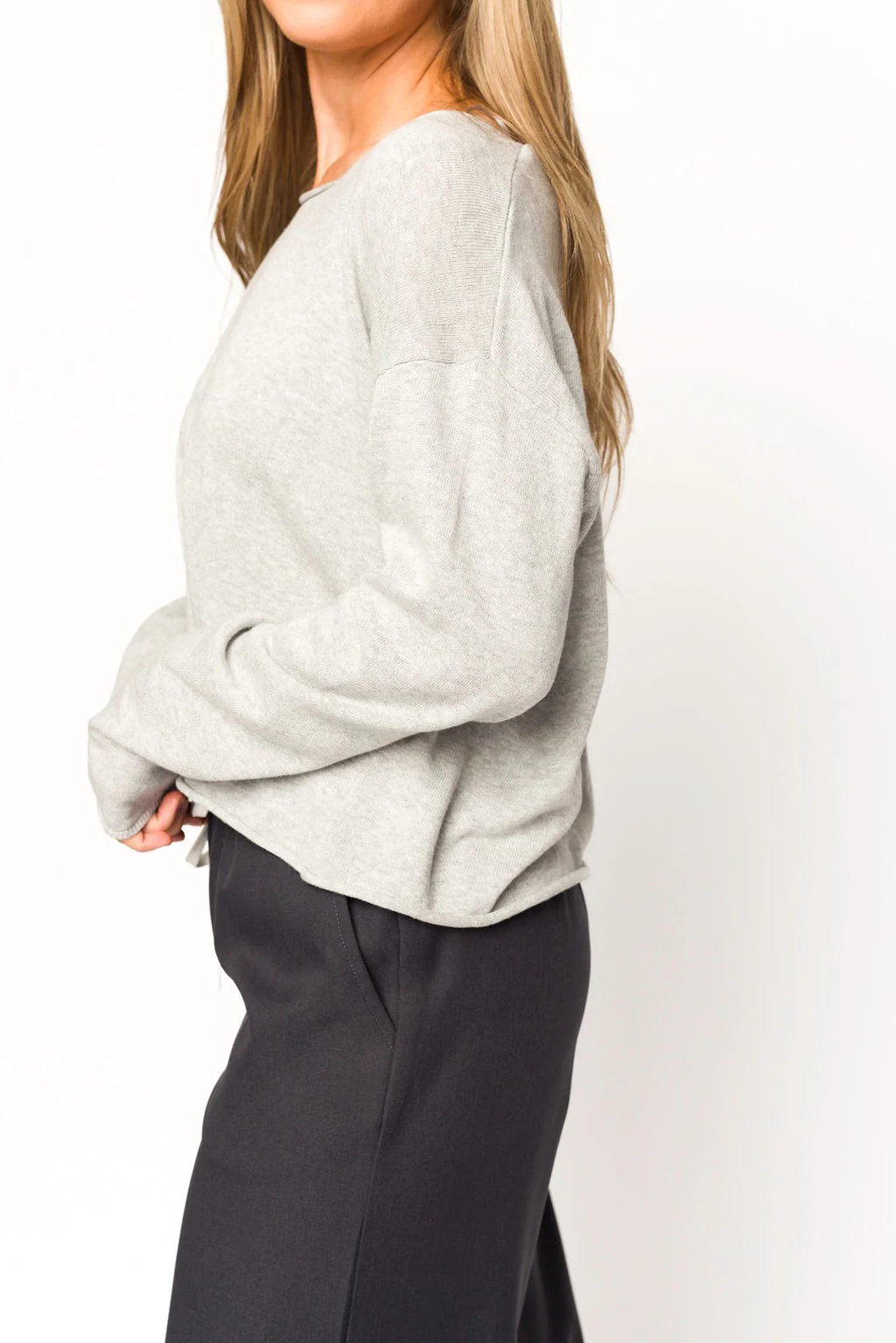 Kit Boatneck Sweater in Heather Grey - Directfux