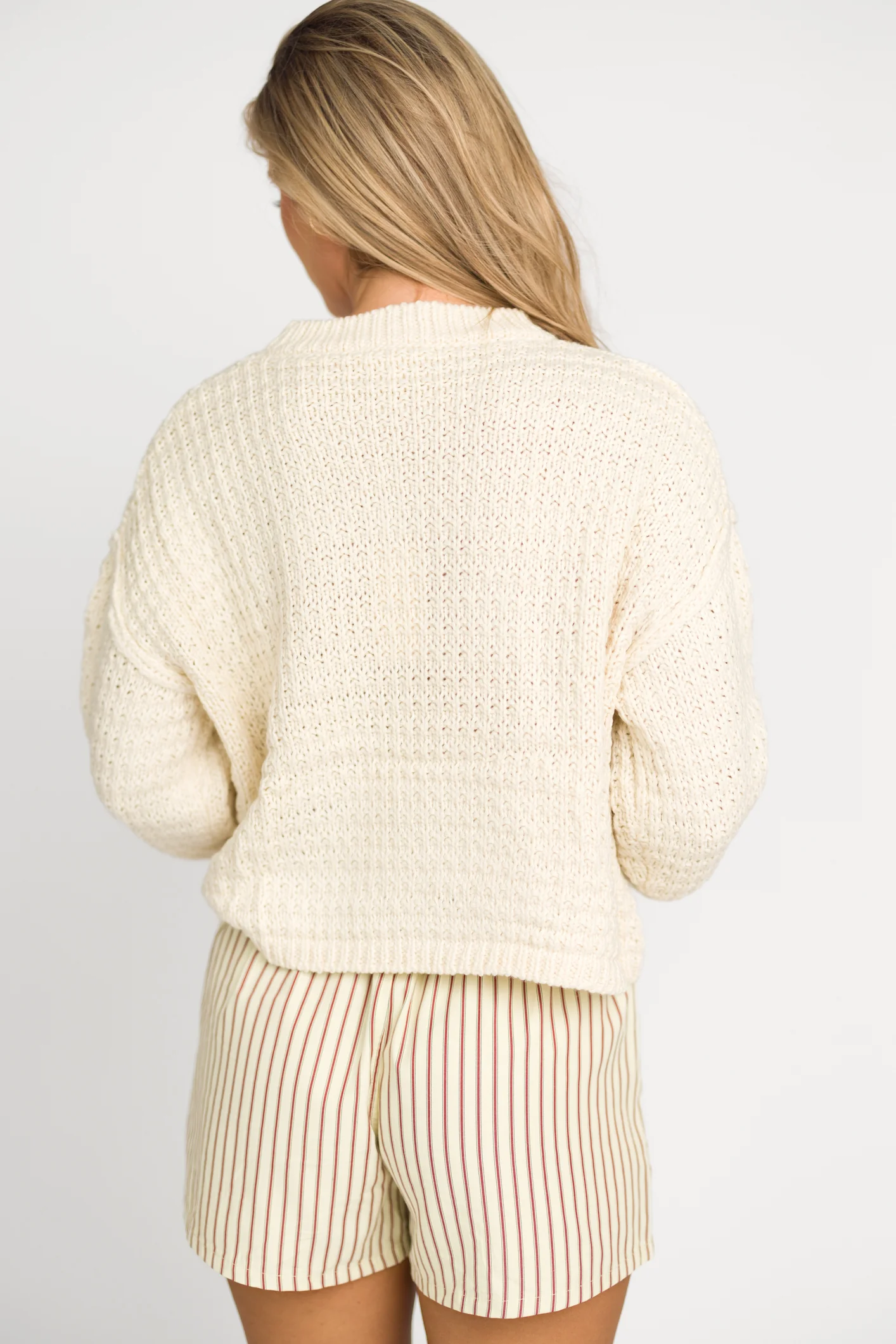 Dove Cable Front Sweater in Ivory - Directfux