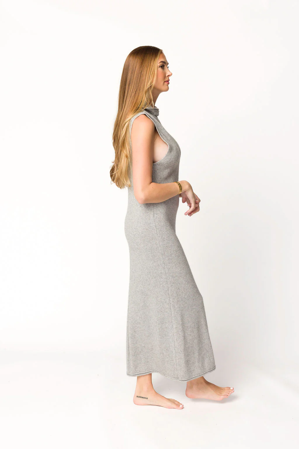 Quinn Turtleneck Maxi Dress in Heather Grey - Directfux