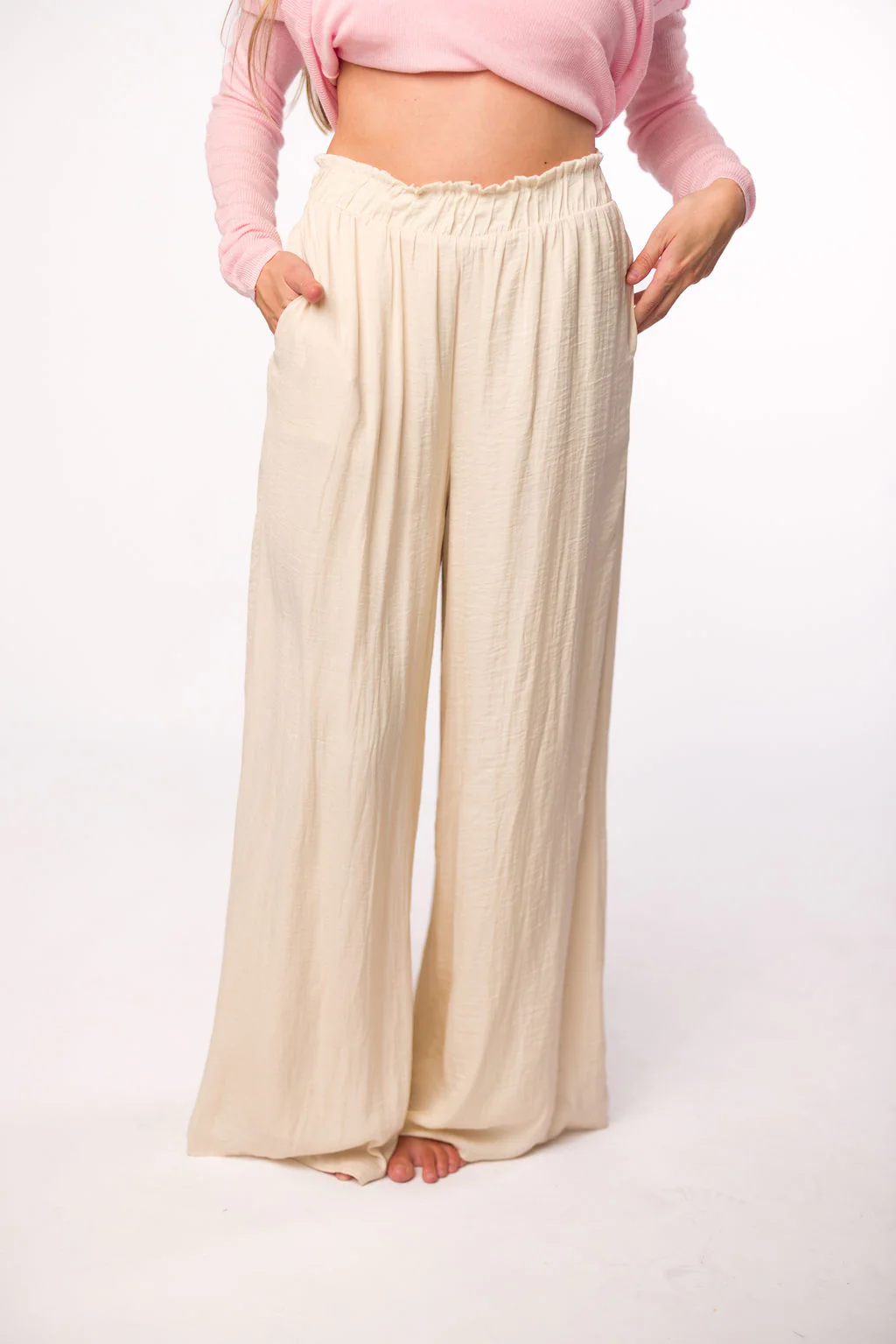 Zahara Wide Leg Pants in Ivory - Directfux