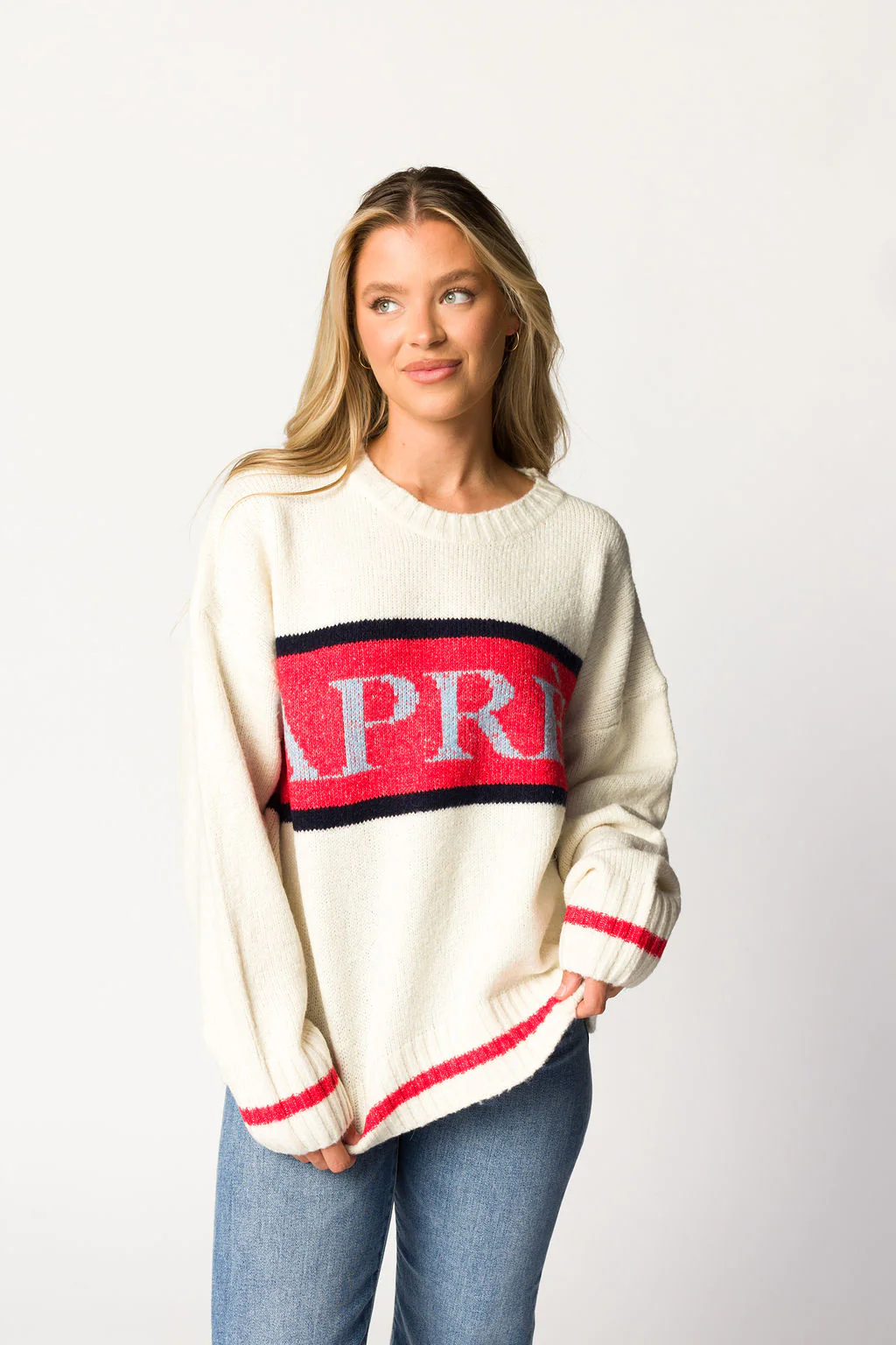 Apres Pullover Sweater Top in Cream - Directfux