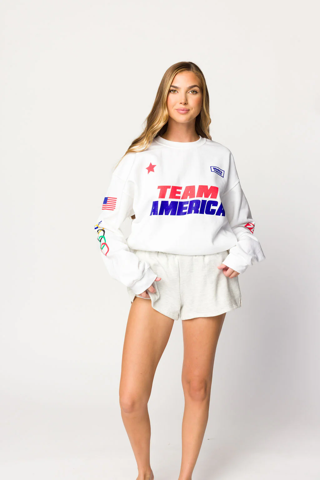 Team America Crew Sweatshirt in White - Directfux