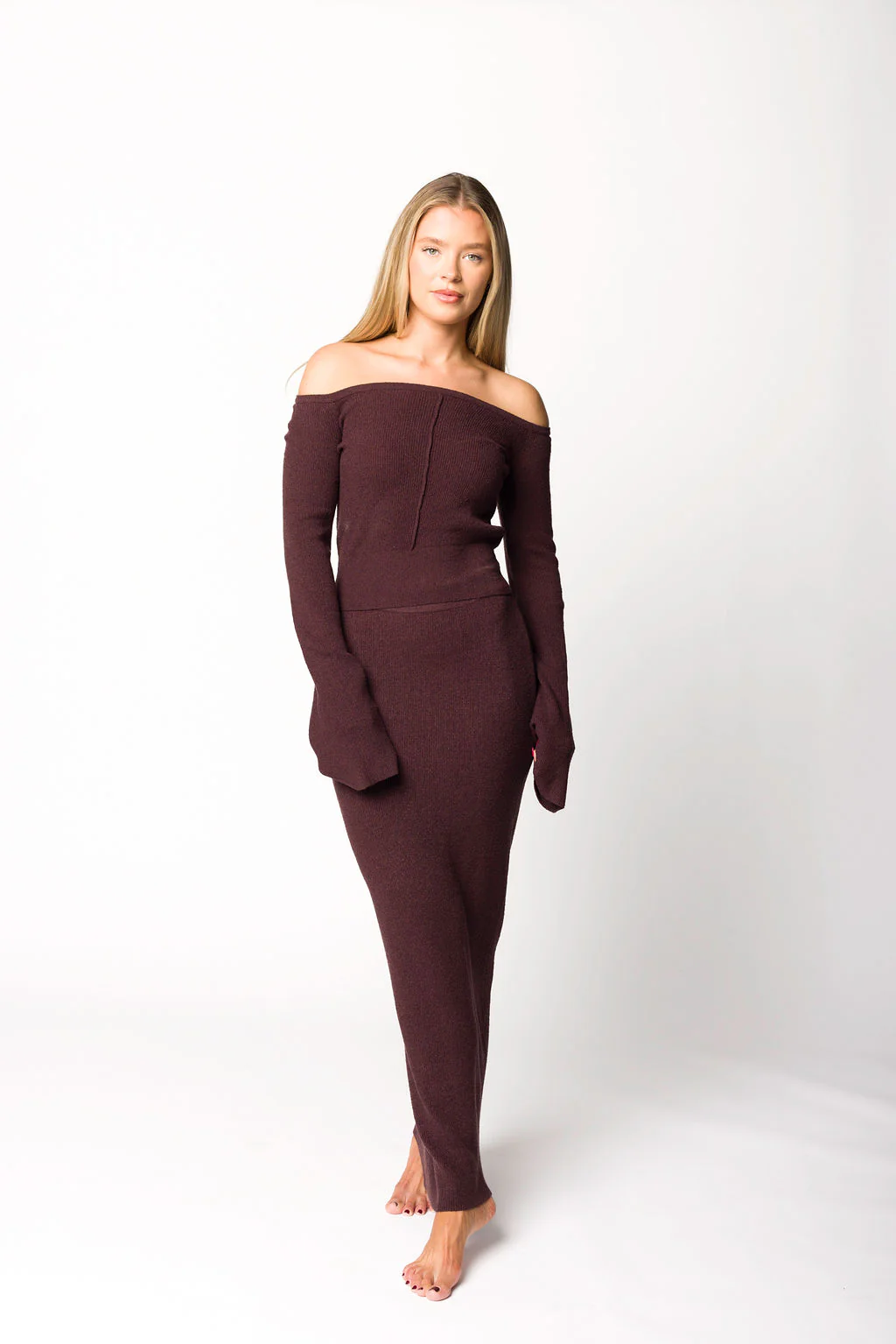 Bella Two Piece Sweater Set in Cabernet - Directfux