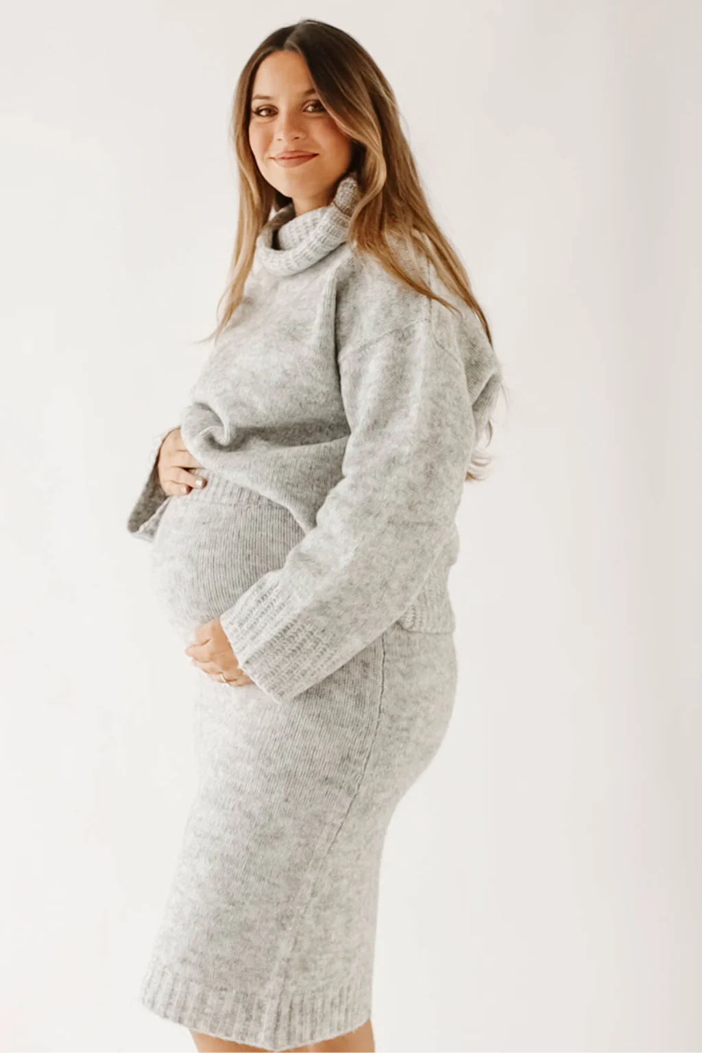 Robyn Knit Skirt in Heather Grey - Bump Friendly - Directfux