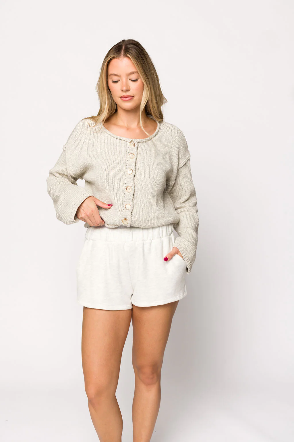 Erin Double Waistband Boxer Short in Ash Grey - Directfux