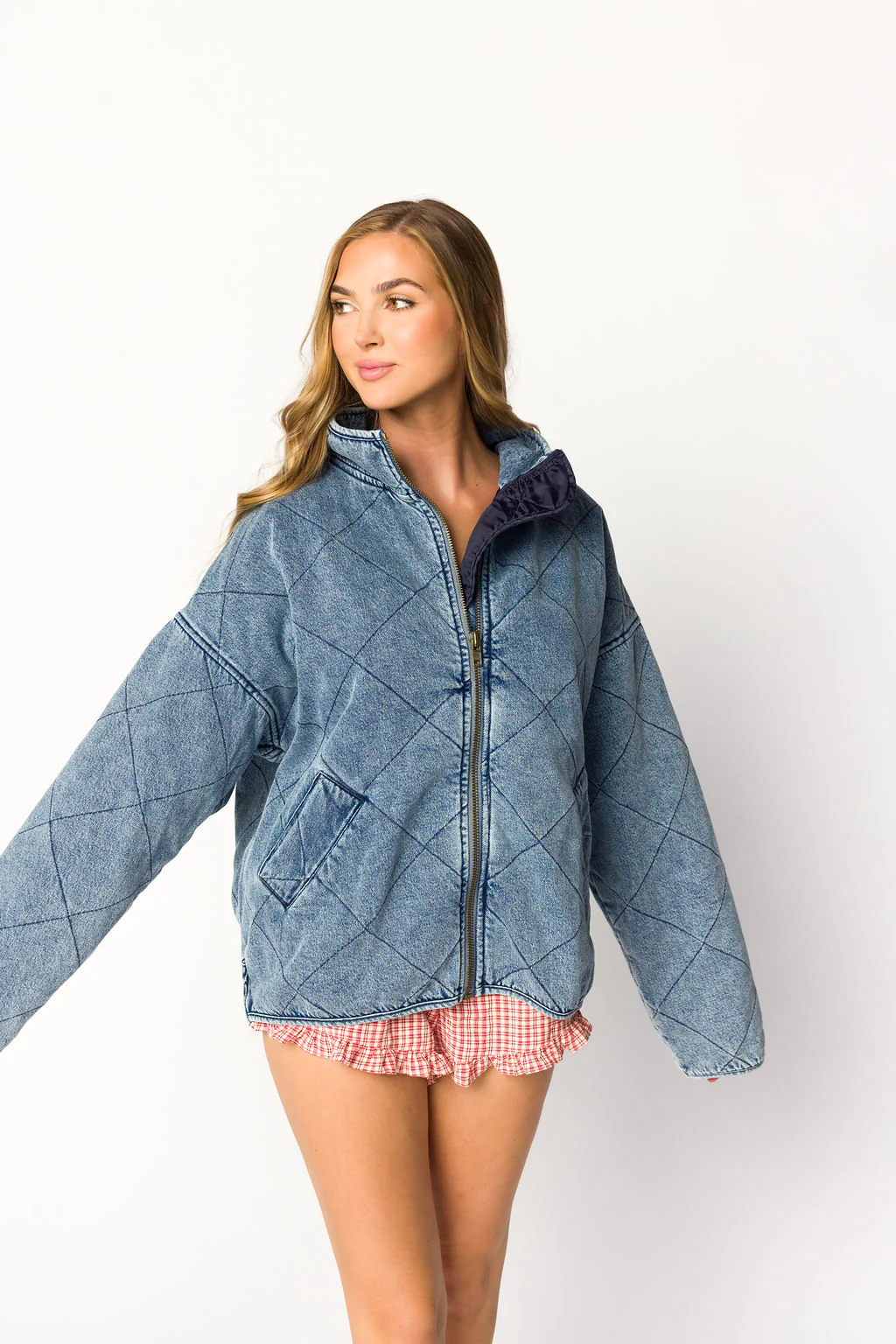 Eclipse Quilted Jacket in Denim - Directfux